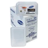 38oz White Base Rectangular Microwave Container + Lid - Honesty Sales